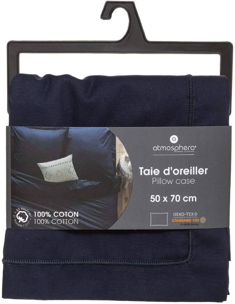 Atmosphera, poszewka na poduszkę z bawełny, 50-70 cm, granatowa