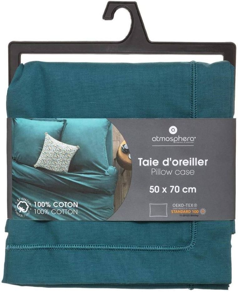Atmosphera, poszewka na poduszkę z bawełny, 50-70 cm, morska