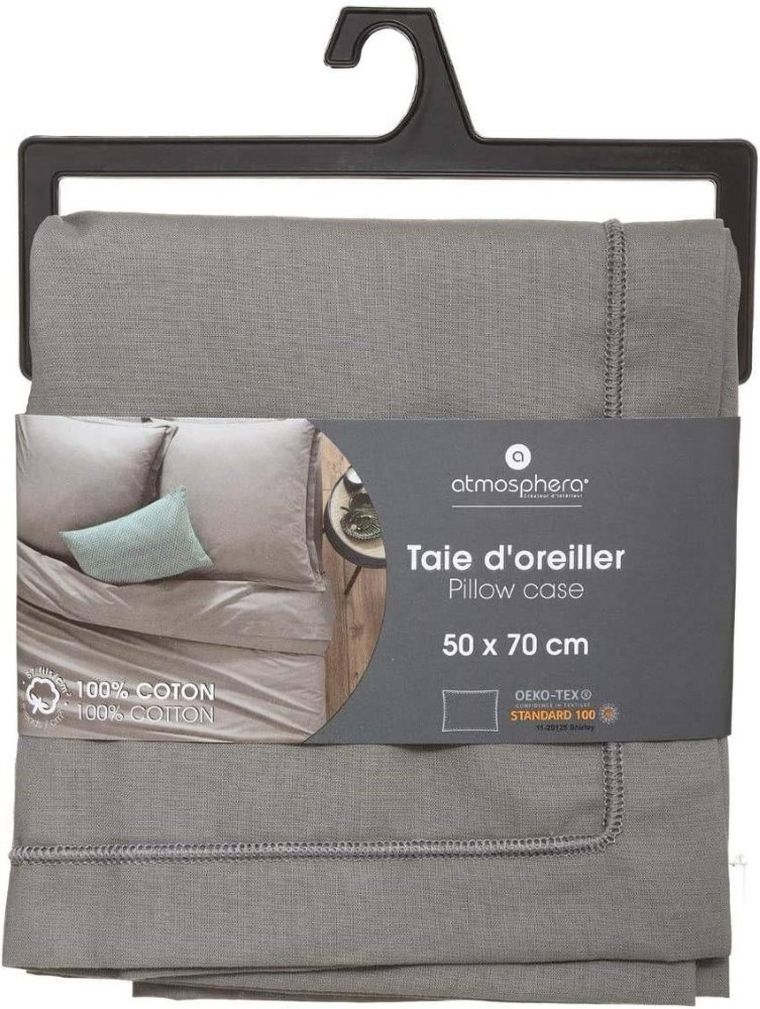 Atmosphera, poszewka na poduszkę z bawełny, 50-70 cm, szara