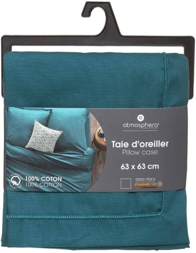 Atmosphera, poszewka na poduszkę z bawełny, 63-63 cm, morska