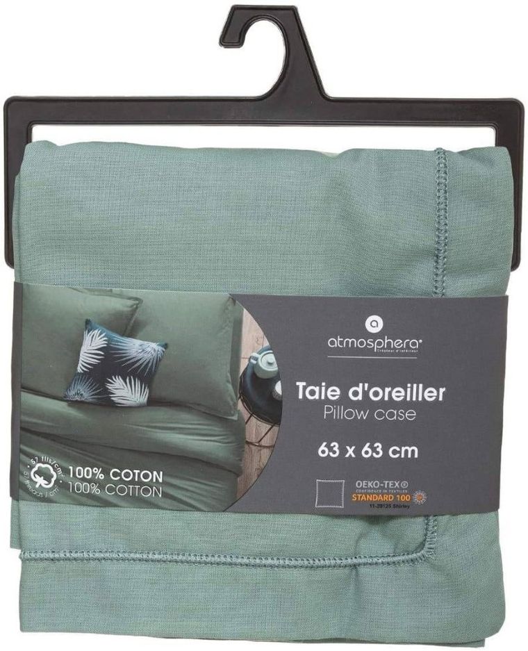Atmosphera, poszewka na poduszkę z bawełny, 63-63 cm, zielona