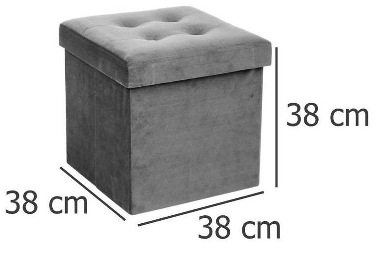 Atmosphera, składana pufa ze schowkiem, podnóżek 2w1, szara