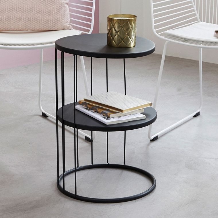 Atmosphera, stolik kawowy, Kobu, 2 poziomy, Ø 36 cm, kolo złoty