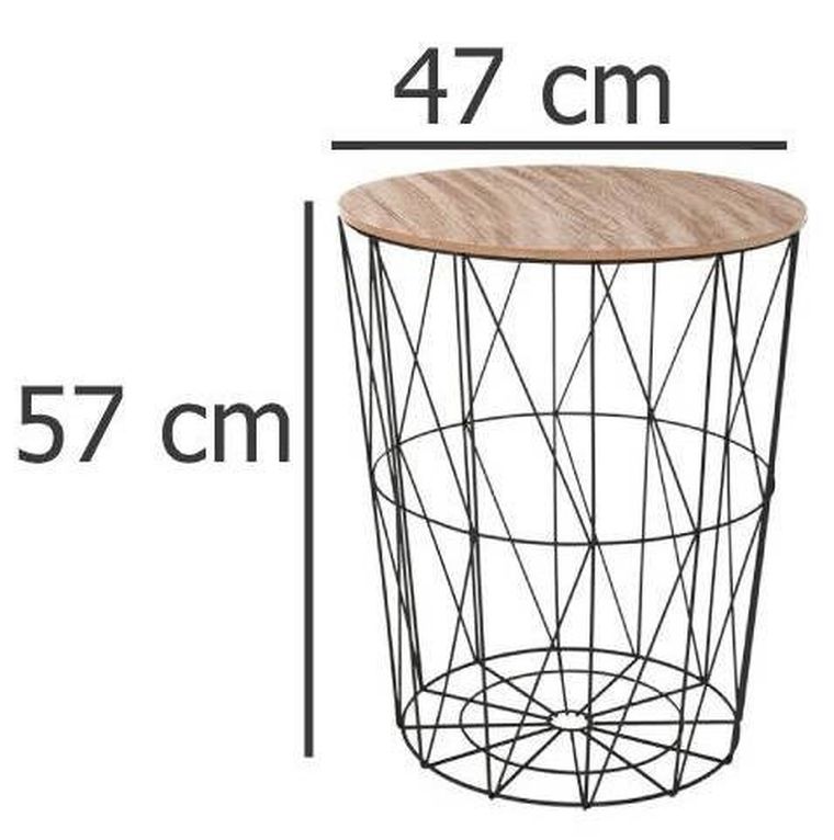 Atmosphera, stolik kawowy ze stalową konstrukcją, druciany ze schowkiem