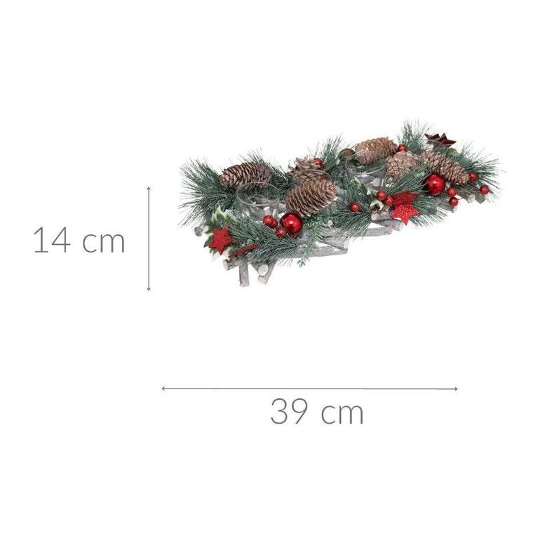 Atmosphera, stroik świąteczny z miejscem na 4 świeczki, 39-14 cm