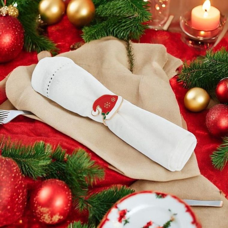 Atmosphera, świąteczne obrączki na serwetki metalowe, 2 szt.