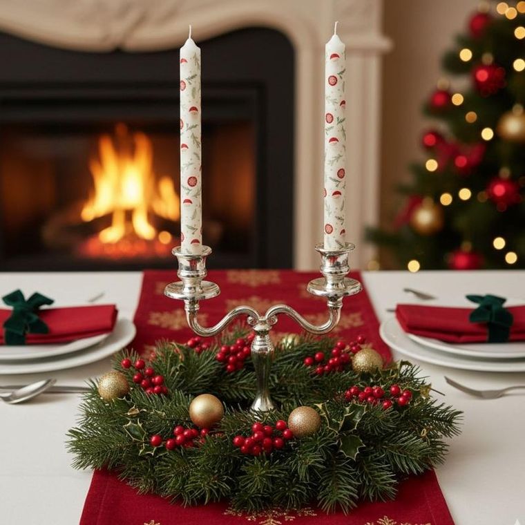 Atmosphera, świece stołowe, świąteczny wzór, 2 szt.