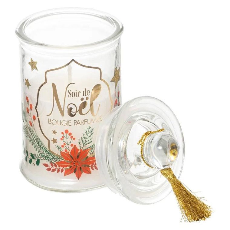 Atmosphera, świeczka zapachowa w ozdobnym słoiku z frędzlem, Ø 6 cm