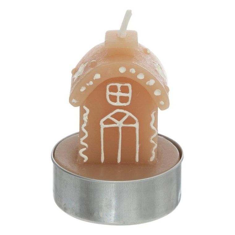 Atmosphera, świeczki tealight w kształcie domków z piernika, 4 szt.