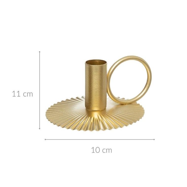 Atmosphera, świecznik metalowy, na prążkowanej podstawce