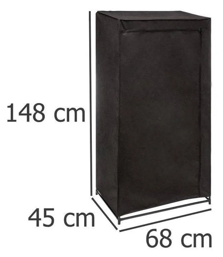 Atmosphera, szafa tekstylna na ubrania, 68-45-148 cm, czarna