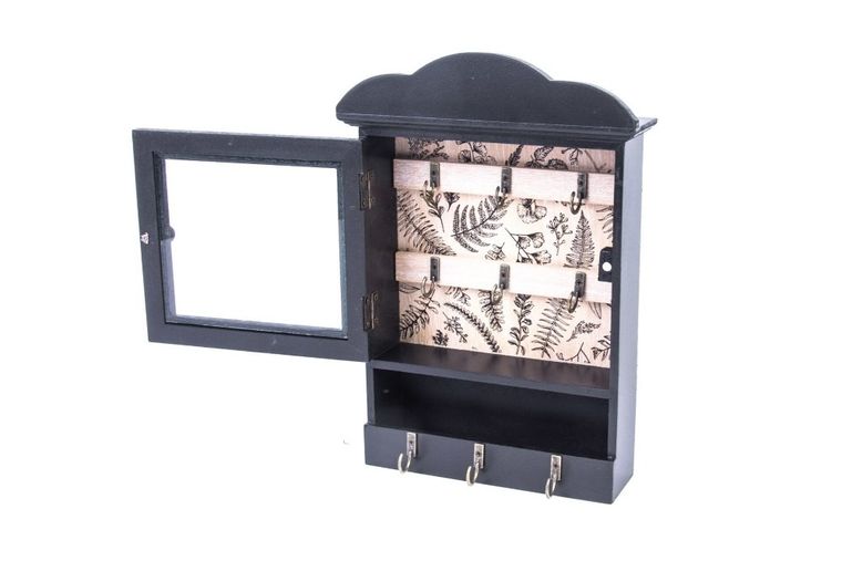 Atmosphera, szafka na klucze drewniana, schowek, styl vintage, brązowy