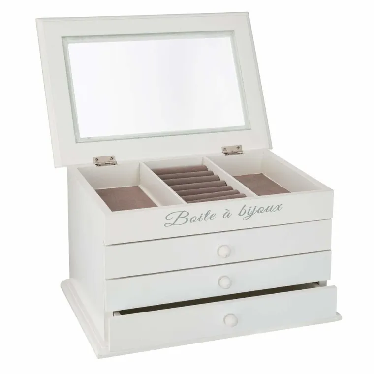 Atmosphera, szkatułka na biżuterię, Bijoux, z 3 szufladkami, biała