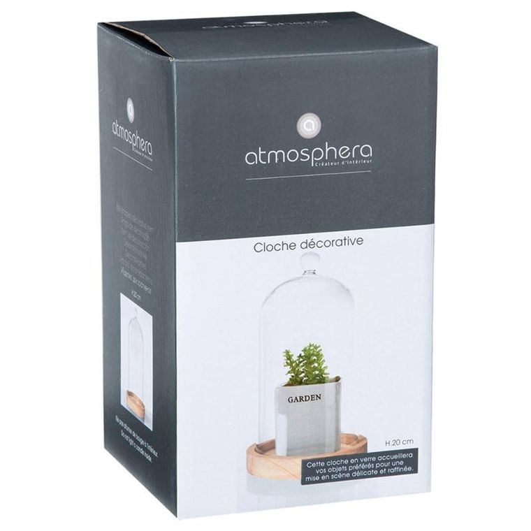 Atmosphera, szklana kopuła na drewnianej podstawie, średnica 12 cm