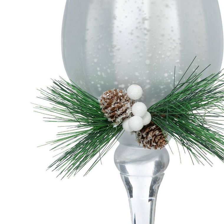 Atmosphera, szklany świecznik ze świąteczną gałązką, 3 szt.
