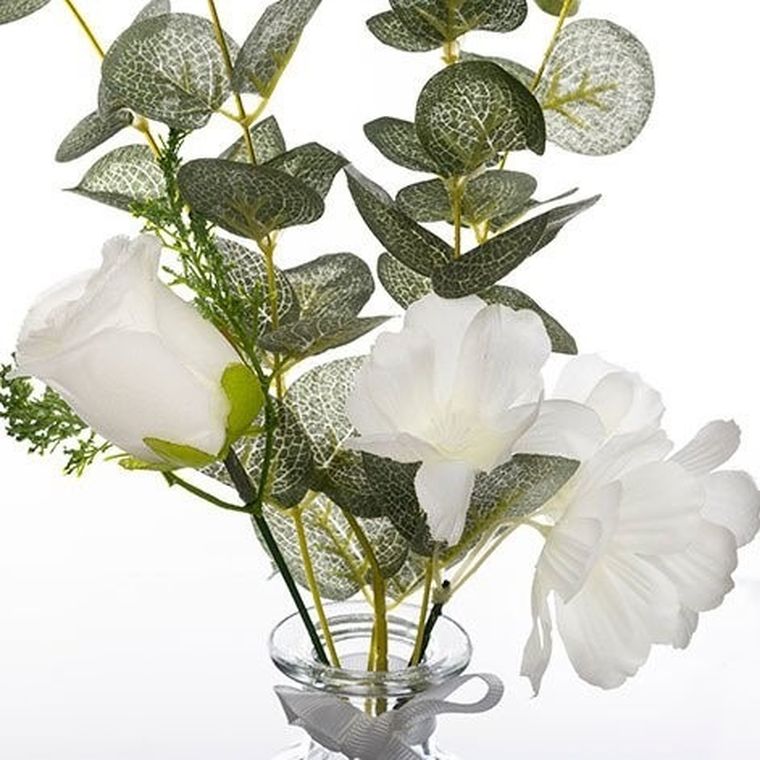 Atmosphera, sztuczny bukiet kiwatów w szklanym wazonie, Euca, 39 cm