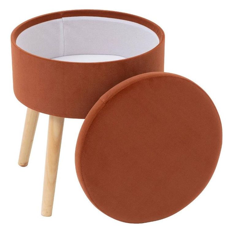 Atmosphera, taboret welurowy ze schowkiem, Tess