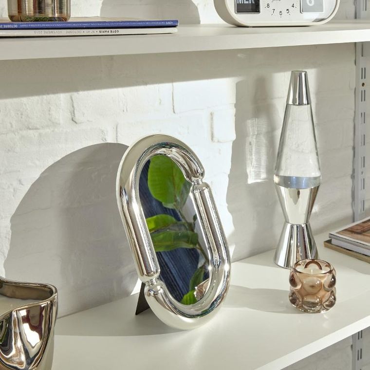 Atmosphera, Twisted Sky, stojące lusterko dekoracyjne, srebrne, 19-30 cm