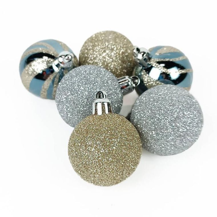 Atmosphera, wielokolorowe bombki o różnym wykończeniu, Ø 4 cm, 12 szt.