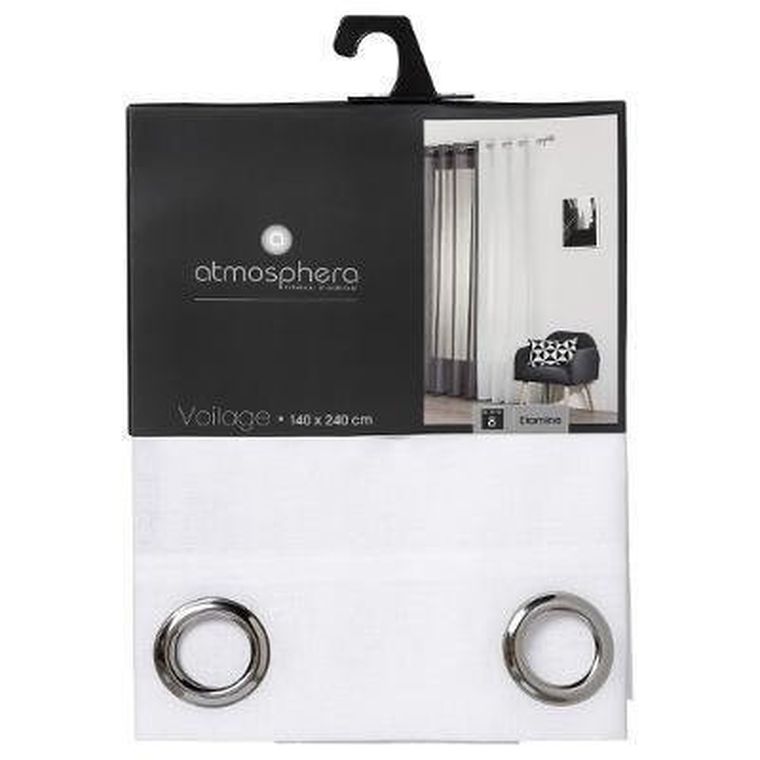 Atmosphera, zasłona okienna, z etaminy, biała, 140-240 cm