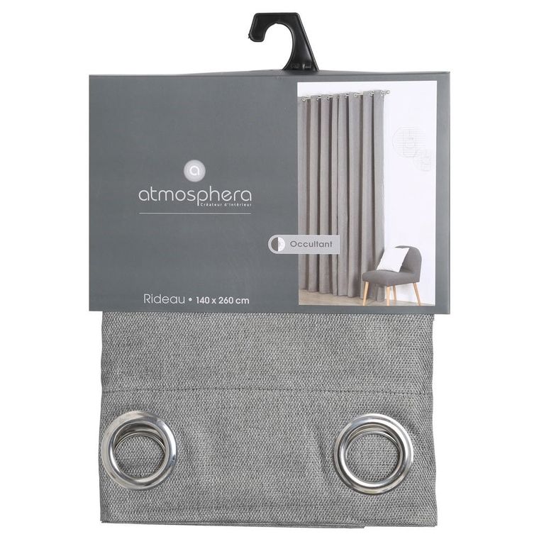 Atmosphera, zasłona zaciemniająca, szara, 140-260 cm, na przelotkach