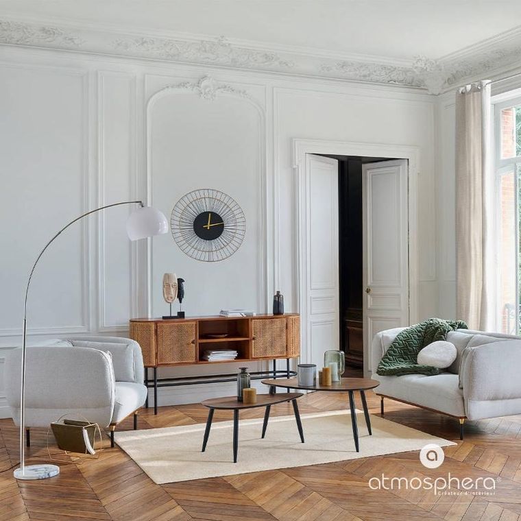 Atmosphera, zestaw 2 stolików kawowych, Mileo, podłużny kształt, efekt drewna orzechowego