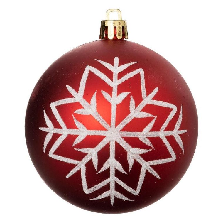 Atmosphera, zestaw czerwonych bombek z białym wzorem, 8 cm