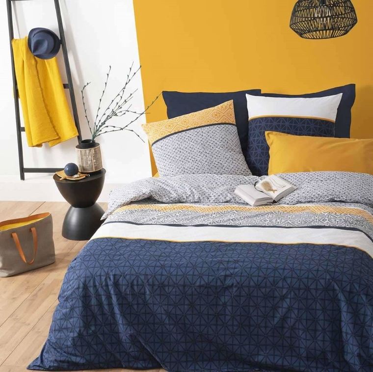 Atmosphera, zestaw pościeli w niebieskie paski etniczne, 240-220 cm