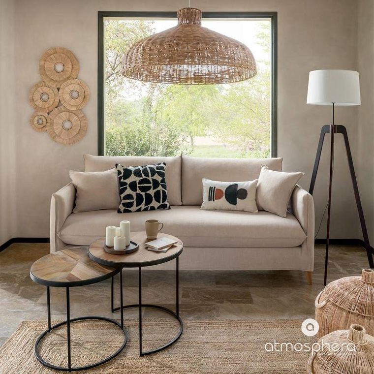 Atmosphera, zestaw stolików kawowych, Basile, drewniane blaty