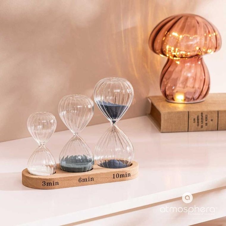 Atmosphera, zestaw trzech klepsydr dekoracyjnych, Sabi, wys. 15 cm