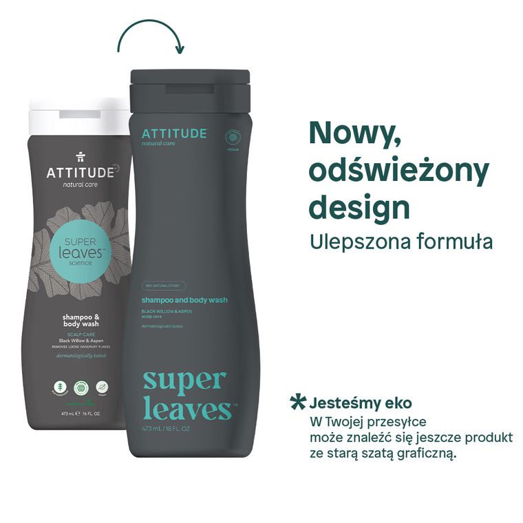 Attitude, Men, szampon i żel do mycia ciała 2 w 1, Scalp Care Men, 473 ml