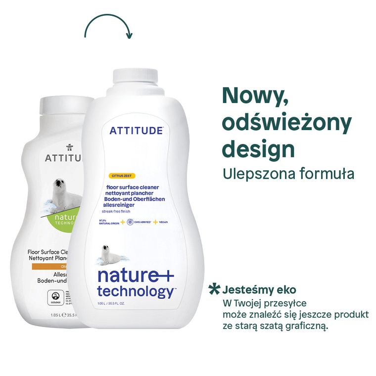 Attitude, płyn do mycia podłóg, drewno i terakota skórka cytrynowa, Citrus, 1050 ml