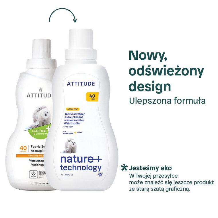 Attitude, płyn do płukania, skórka cytrynowa, 40 płukań, 1040 ml
