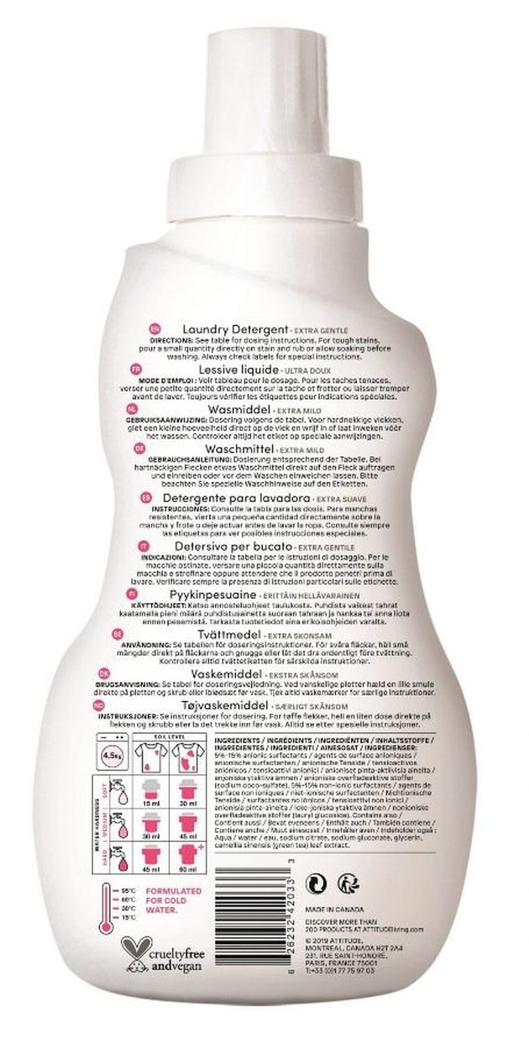 Attitude, płyn do prania ubranek dziecięcych, bezzapachowy, 35 prań, 1050 ml