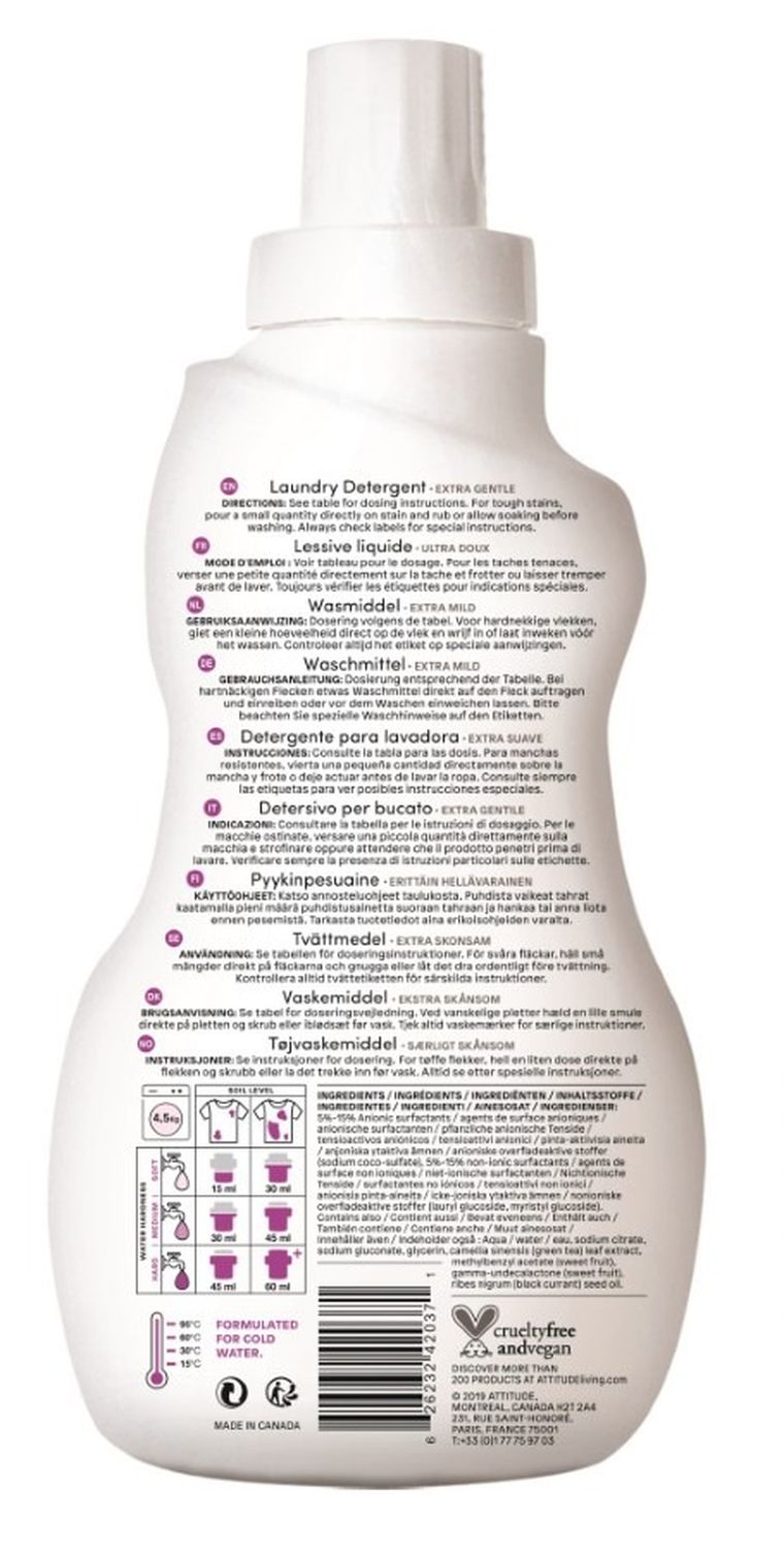 Attitude, płyn do prania ubranek dziecięcych, Sweet Lullaby, 1050 ml