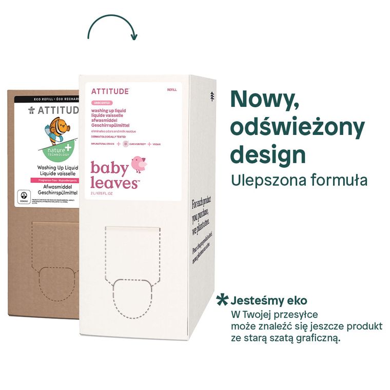 Attitude, płyn do zmywania naczyń i butelek dziecięcych, bezzapachowy, 2l
