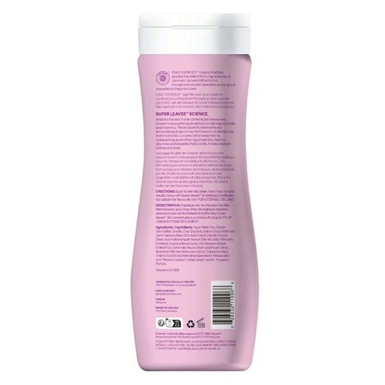 Attitude, Super Leaves, Szampon do włosów kręconych, nadający objętość, z olejem kokosowym, 473 ml