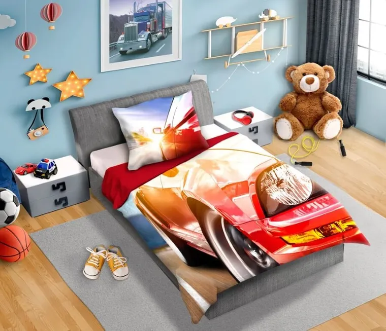 Auto, 2-częściowy komplet pościeli, 140-200 cm