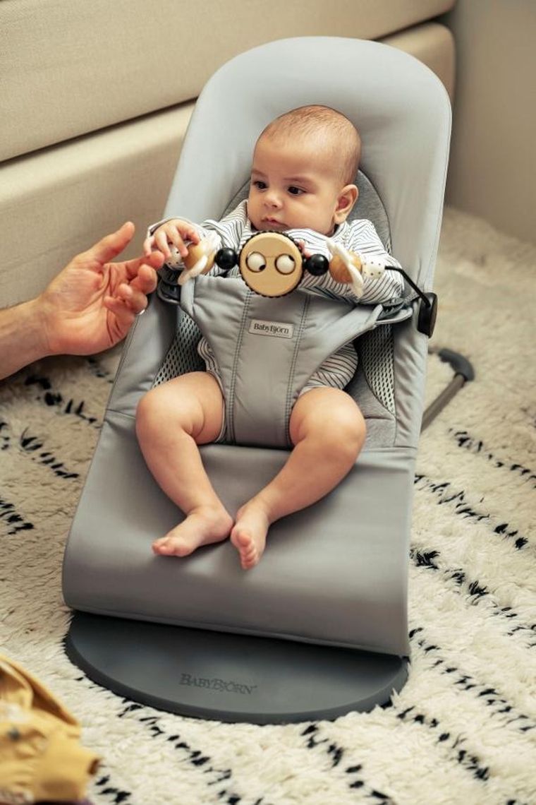 BabyBjörn, Balance Soft Woven, leżaczek, jasny szary