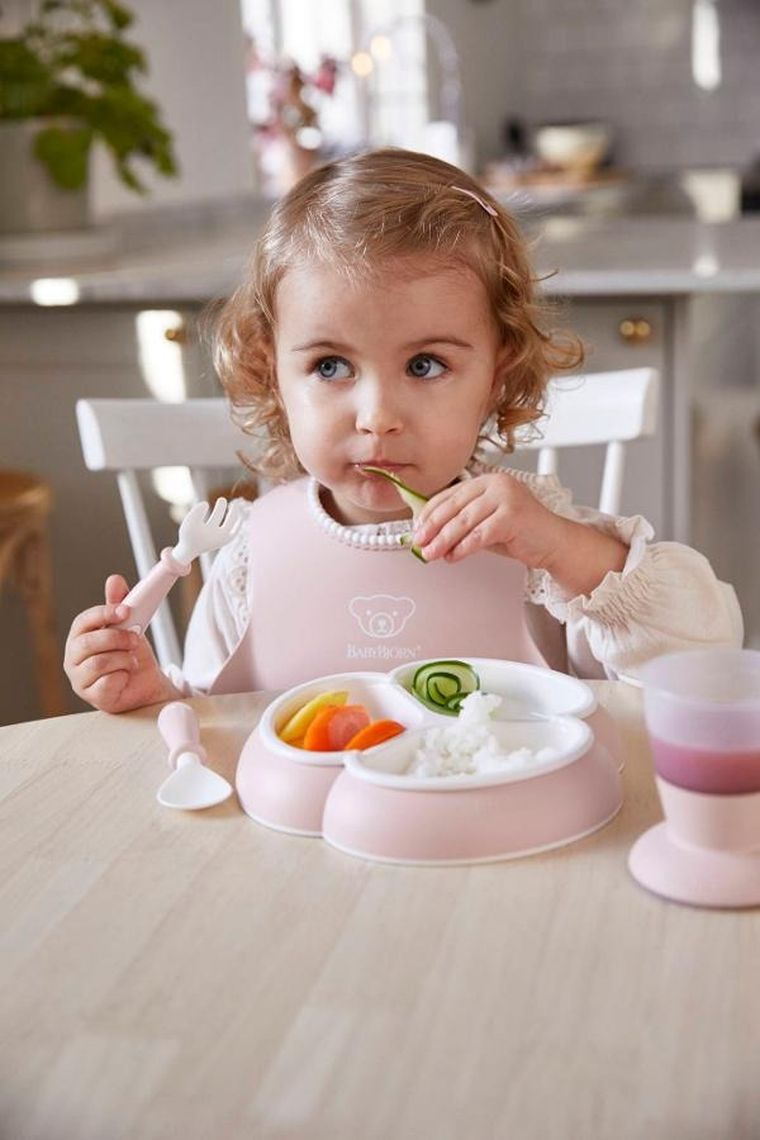 BabyBjörn, Dinnerware, zestaw obiadowy, Powder Pink, 8 szt.