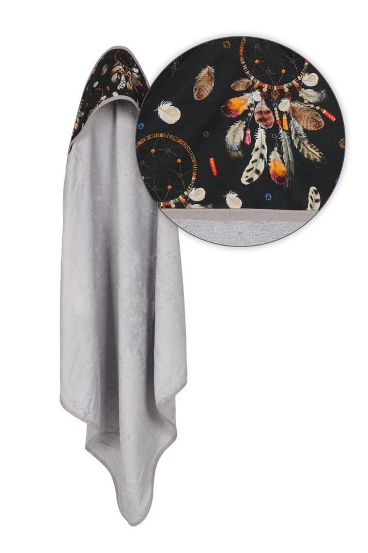 BabyMatex, Bamboo Design, Łapacze Snów, okrycie kąpielowe, szare, 100-100 cm