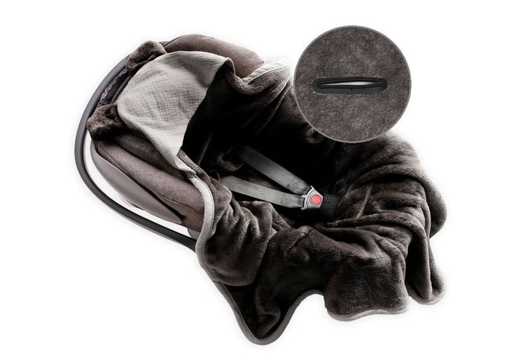 BabyMatex, kocyk z kapturkiem, koala muślin, grafitowy, 95-95 cm