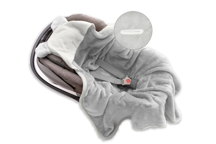 BabyMatex, kocyk z kapturkiem, koala muślin, szary, 95-95 cm