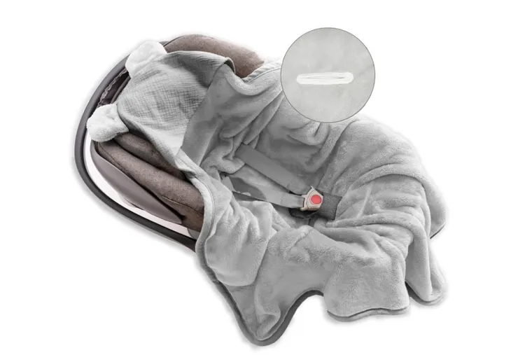 BabyMatex, kocyk z kapturkiem, koala muślin, szary, 95-95 cm