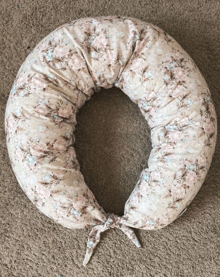 BabyMatex, poduszka do spania i karmienia z tkaniny bawełnianej, moon, kwiatki