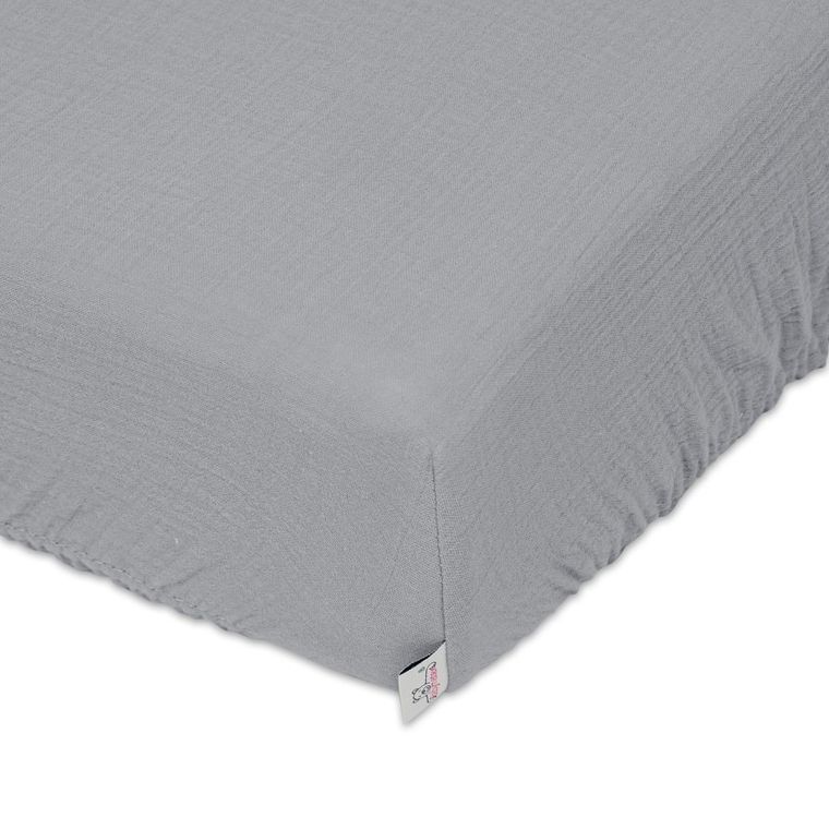 BabyMatex, prześcieradło muślinowe z gumą, grafitowe, 70-140 cm