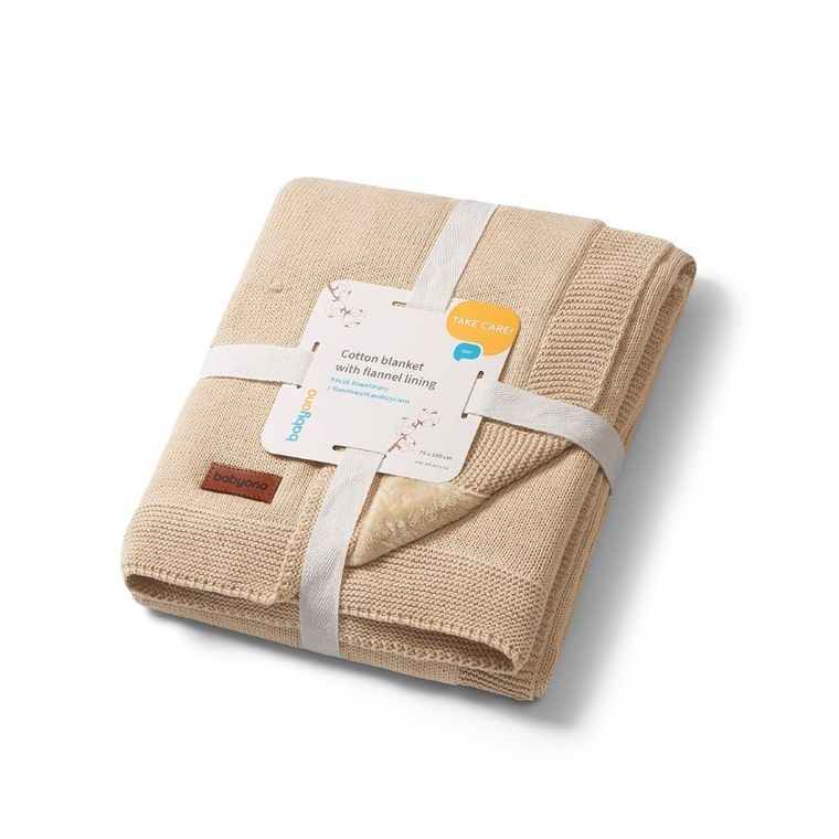 BabyOno, kocyk bawełniany z ociepleniem, jasny beż, 75-100 cm