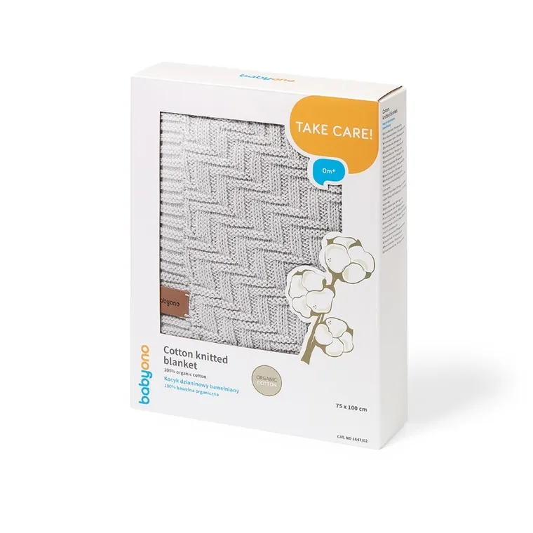 BabyOno, kocyk dzianinowy, bawełniany, szary