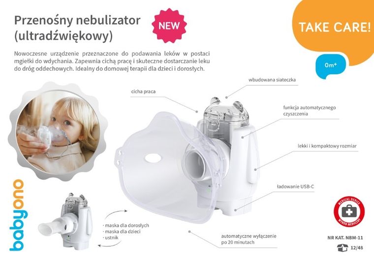 BabyOno, NBM-11, przenośny nebulizator, ultradźwiękowy