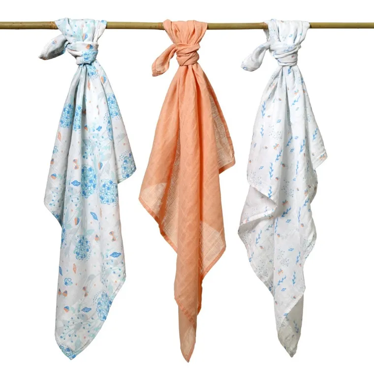 BabyOno, pieluszka muślinowa, morelowa, 70-70 cm, 3 szt.